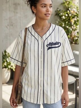 💫 H&M 💫 ATLANTA COTTON BASEBALL JERSEY